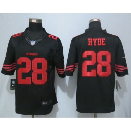 49ers #28 Carlos Hyde Black Alternate Men's Stitched NFL Limited Jersey