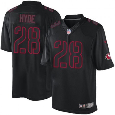 49ers #28 Carlos Hyde Black Men's Stitched NFL Impact Limited Jersey