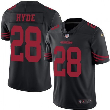 49ers #28 Carlos Hyde Black Men's Stitched NFL Limited Rush Jersey