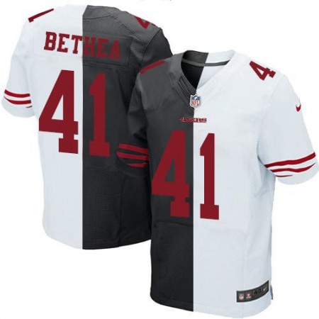 49ers #41 Antoine Bethea Black/White Men's Stitched NFL Elite Split Jersey