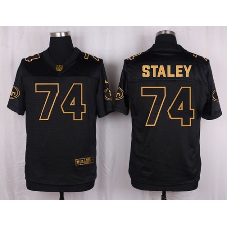 49ers #74 Joe Staley Black Men's Stitched NFL Elite Pro Line Gold Collection Jersey
