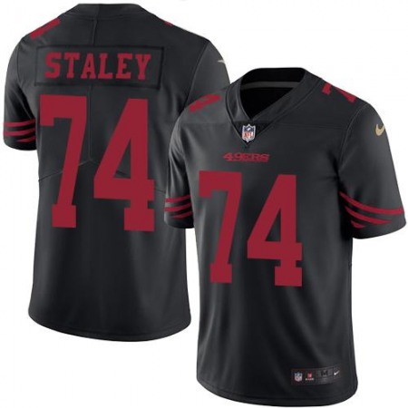 49ers #74 Joe Staley Black Men's Stitched NFL Limited Rush Jersey