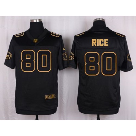 49ers #80 Jerry Rice Black Men's Stitched NFL Elite Pro Line Gold Collection Jersey