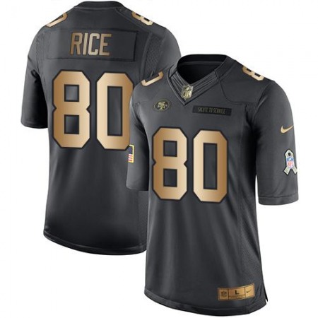 49ers #80 Jerry Rice Black Men's Stitched NFL Limited Gold Salute To Service Jersey