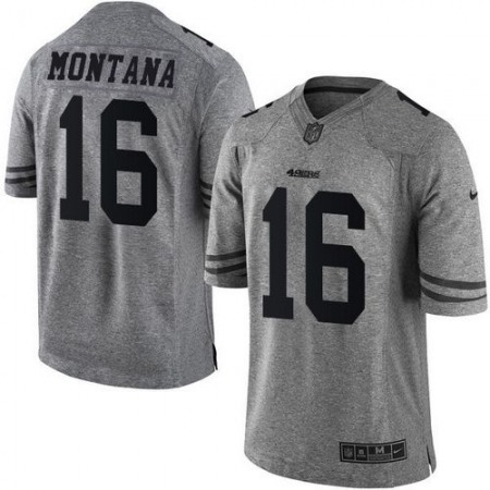 49ers #16 Joe Montana Gray Men's Stitched NFL Limited Gridiron Gray Jersey