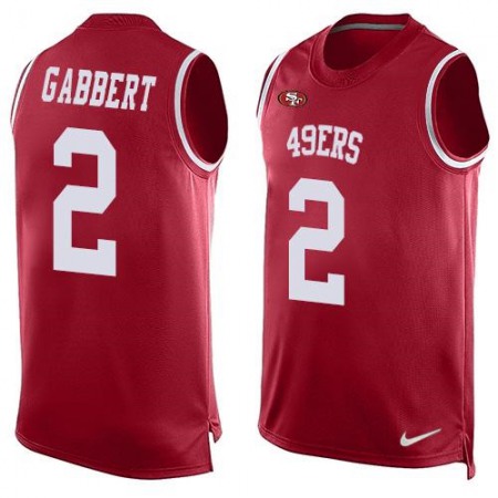 49ers #2 Blaine Gabbert Red Team Color Men's Stitched NFL Limited Tank Top Jersey
