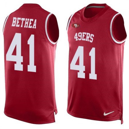 49ers #41 Antoine Bethea Red Team Color Men's Stitched NFL Limited Tank Top Jersey
