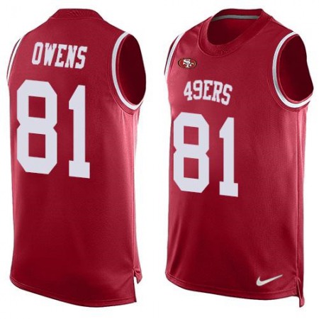 49ers #81 Terrell Owens Red Team Color Men's Stitched NFL Limited Tank Top Jersey