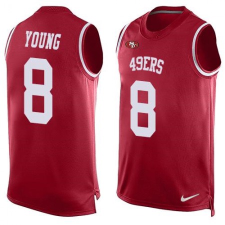 49ers #8 Steve Young Red Team Color Men's Stitched NFL Limited Tank Top Jersey