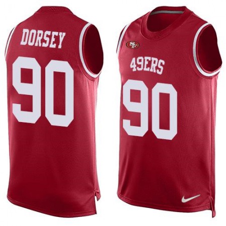 49ers #90 Glenn Dorsey Red Team Color Men's Stitched NFL Limited Tank Top Jersey
