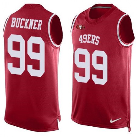 49ers #99 DeForest Buckner Red Team Color Men's Stitched NFL Limited Tank Top Jersey