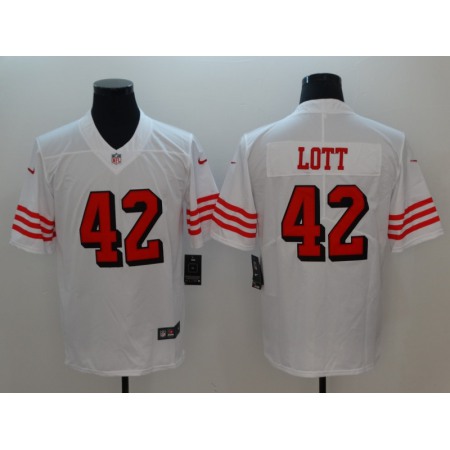 Men's San Francisco 49ers #42 Ronnie Lott White Color Rush Vapor Untouchable Limited Stitched NFL Jersey