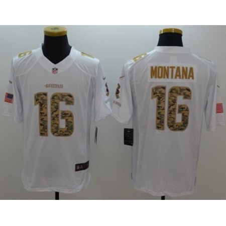 49ers #16 Joe Montana White Men's Stitched NFL Limited Salute to Service Jersey