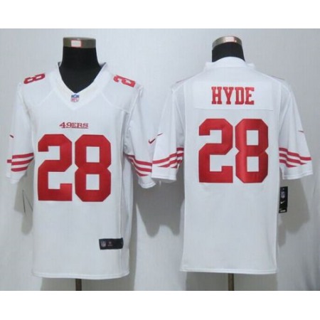49ers #28 Carlos Hyde White Men's Stitched NFL Limited Jersey