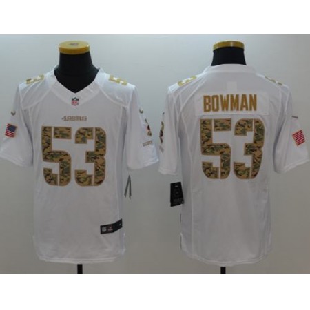 49ers #53 NaVorro Bowman White Men's Stitched NFL Limited Salute to Service Jersey