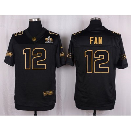 Seahawks #12 Fan Black Men's Stitched NFL Elite Pro Line Gold Collection Jersey