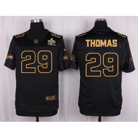 Seahawks #29 Earl Thomas III Black Men's Stitched NFL Elite Pro Line Gold Collection Jersey