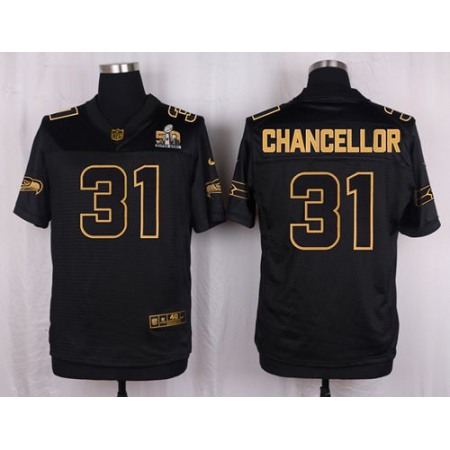 Seahawks #31 Kam Chancellor Black Men's Stitched NFL Elite Pro Line Gold Collection Jersey