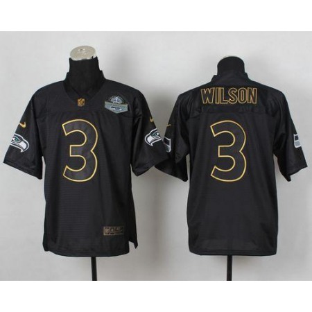 Seahawks #3 Russell Wilson Black Gold No. Fashion Men's Stitched NFL Elite Jersey