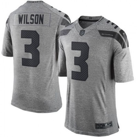 Seahawks #3 Russell Wilson Gray Men's Stitched NFL Limited Gridiron Gray Jersey