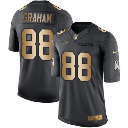 Seahawks #88 Jimmy Graham Black Men's Stitched NFL Limited Gold Salute To Service Jersey