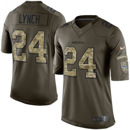 Seahawks #24 Marshawn Lynch Green Men's Stitched NFL Limited Salute to Service Jersey