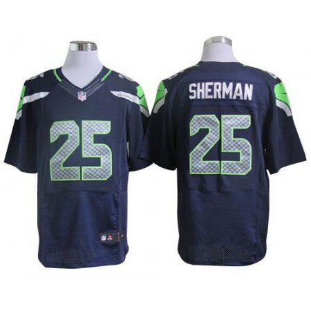 Seahawks #25 Richard Sherman Steel Blue Team Color Men's Stitched NFL Elite Jersey