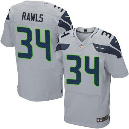 Seahawks #34 Thomas Rawls Grey Alternate Men's Stitched NFL Elite Jersey
