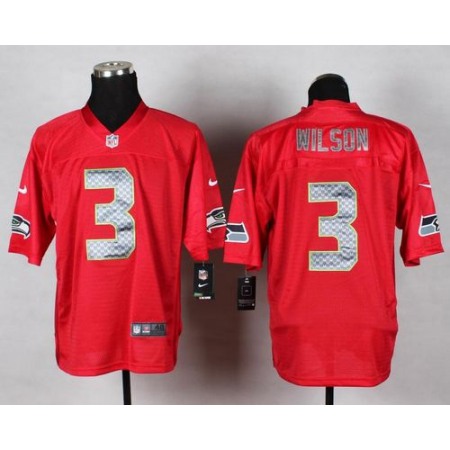 Seahawks #3 Russell Wilson Red Men's Stitched NFL Elite QB Practice Jersey