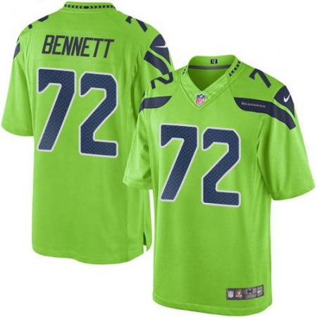 Seahawks #72 Michael Bennett Green Men's Stitched NFL Limited Rush Jersey