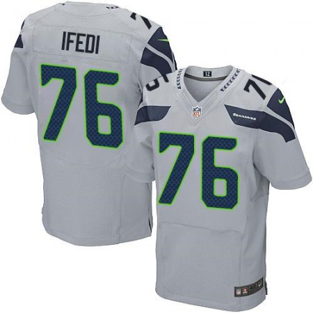 Seahawks #76 Germain Ifedi Grey Alternate Men's Stitched NFL Elite Jersey