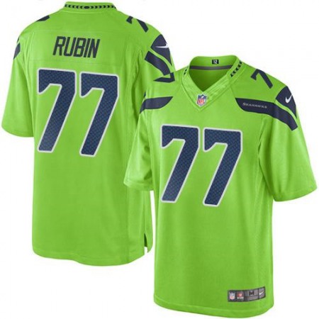 Seahawks #77 Ahtyba Rubin Green Men's Stitched NFL Limited Rush Jersey