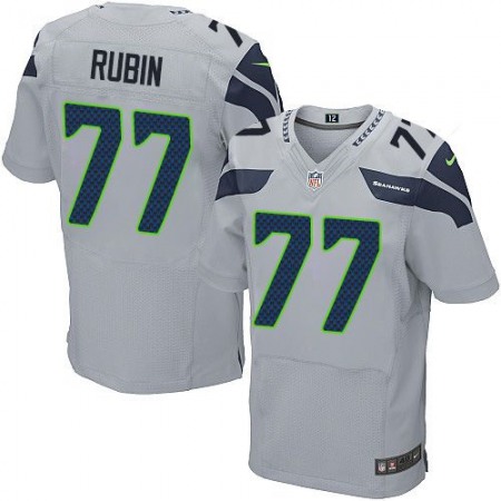 Seahawks #77 Ahtyba Rubin Grey Alternate Men's Stitched NFL Elite Jersey