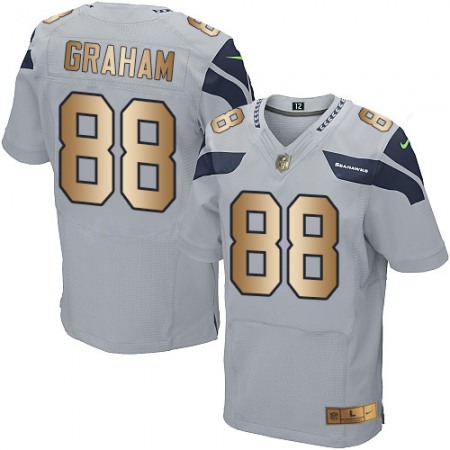 Seahawks #88 Jimmy Graham Grey Alternate Men's Stitched NFL Elite Gold Jersey