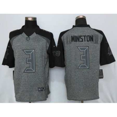 Buccaneers #3 Jameis Winston Gray Men's Stitched NFL Limited Gridiron Gray Jersey