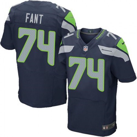 Seahawks #74 George Fant Steel Blue Team Color Men's Stitched NFL Elite Jersey