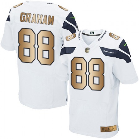 Seahawks #88 Jimmy Graham White Men's Stitched NFL Elite Gold Jersey