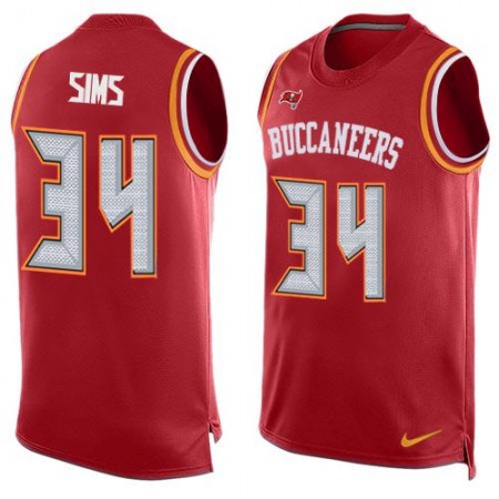 Buccaneers #34 Charles Sims Red Team Color Men's Stitched NFL Limited Tank Top Jersey