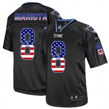 Men's Titans #8 Marcus Mariota Black USA Flag Fashion Elite Jersey