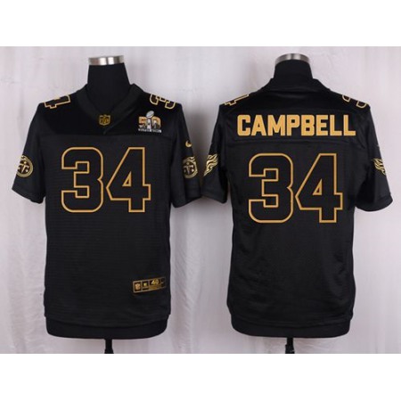 Titans #34 Earl Campbell Black Men's Stitched NFL Elite Pro Line Gold Collection Jersey