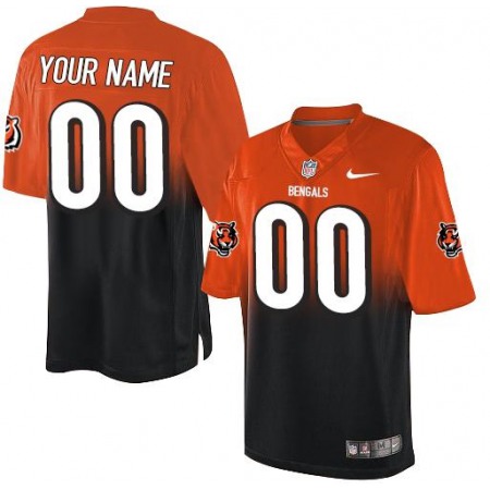 Cincinnati Bengals Customized Orange/Black Men's Stitched Elite Fadeaway Fashion NFL Jersey