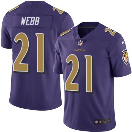 Ravens #21 Lardarius Webb Purple Youth Stitched NFL Limited Rush Jersey