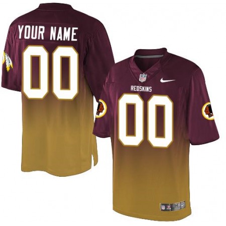 Washington Redskins Customized Burgundy Red/Gold Men's Stitched Elite Fadeaway Fashion NFL Jersey