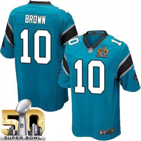 Panthers #10 Corey Brown Blue Alternate Super Bowl 50 Youth Stitched NFL Elite Jersey