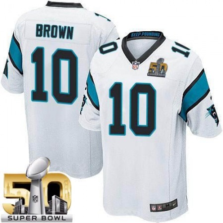 Panthers #10 Corey Brown White Super Bowl 50 Youth Stitched NFL Elite Jersey