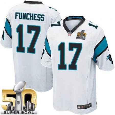 Panthers #17 Devin Funchess White Super Bowl 50 Youth Stitched NFL Elite Jersey
