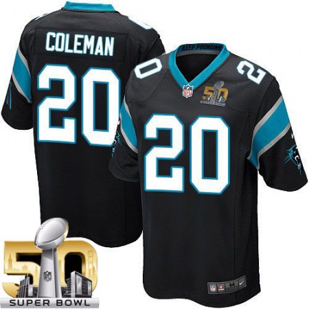 Panthers #20 Kurt Coleman Black Team Color Super Bowl 50 Youth Stitched NFL Elite Jersey