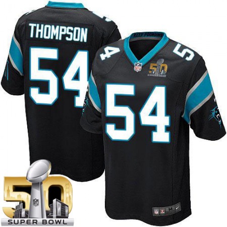 Panthers #54 Shaq Thompson Black Team Color Super Bowl 50 Youth Stitched NFL Elite Jersey