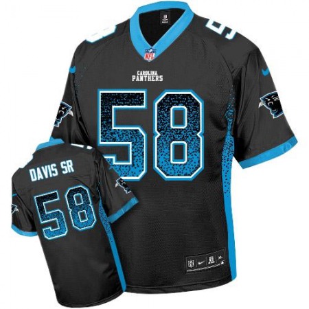 Panthers #58 Thomas Davis Sr Black Team Color Youth Stitched NFL Elite Drift Fashion Jersey