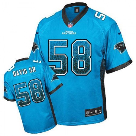 Panthers #58 Thomas Davis Sr Blue Alternate Youth Stitched NFL Elite Drift Fashion Jersey